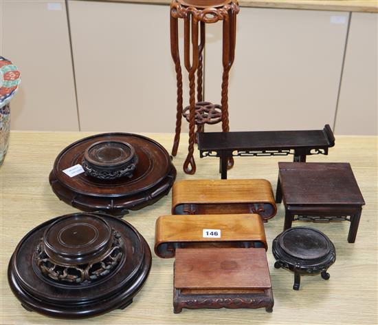 A group of Chinese and Japanese wood stands